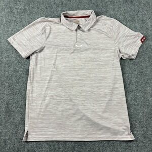 Oakley Polo Shirt Mens Large Red  Stripe Golf Performance Athletic Top